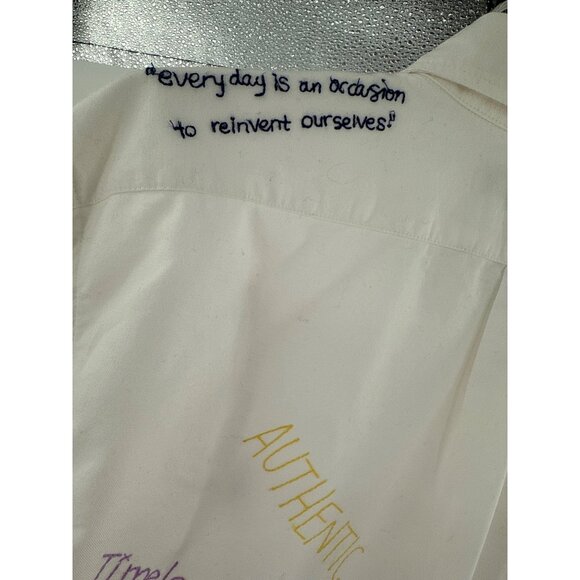 Ralph Lauren Polo‎ Embroidered Shirt Mens XL White Graffiti Collared Cotton - Picture 8 of 13